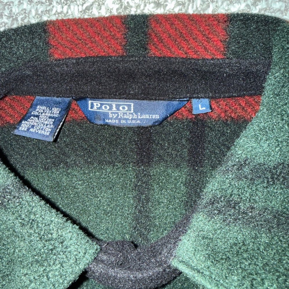 Vintage Polo Ralph Lauren Polartec Fleece Jacket Red Green Holiday Colorway - Picture 2 of 5